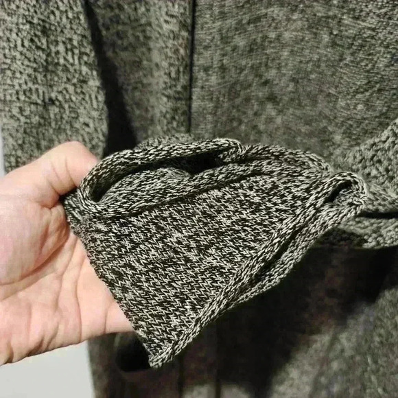 Eileen Fisher Long Cardigan Sweater Small Wool Linen Gray Black Cozy Chic - Picture 7 of 9